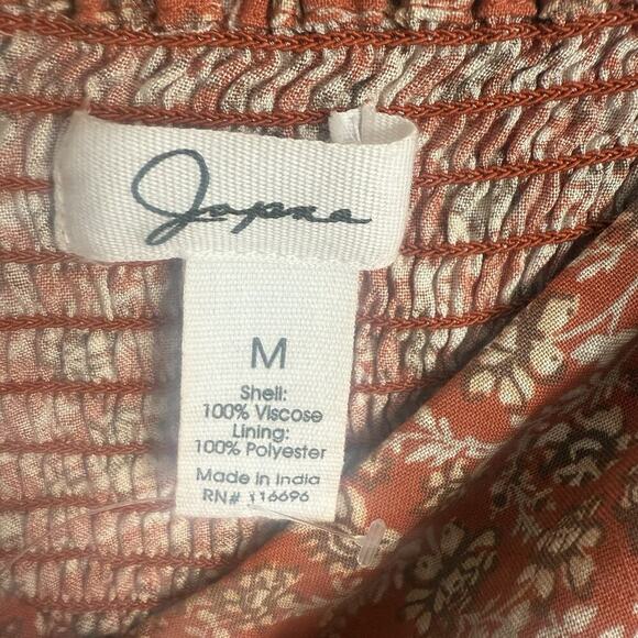 JAPNA Rust Fall Floral NWOT Smocked Peasant Top Long Sleeve Boho Square Neck M - Picture 7 of 9